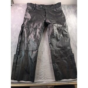 Xelement Advanced Motorcycle Gear Men's Heavy Duty BlackLeather Pants/Chaps 48